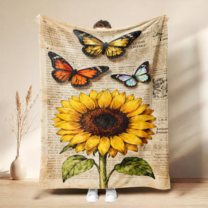 Nueva Manta Personalizada con Diseño de Girasol Estrellado, Escena de Niña con Vestido Azul, Manta con Estampado Personalizado para Dormitorio, Sofá, Sala de Estar, Regalo para el Hogar - Product Image 3