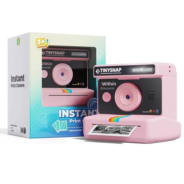 Kids Instant Print Camera with 2.4 Inch Screen 16X Digital Zoom 1080P Video 12MP Photo Ink Free Instant Print As Gift to Kids