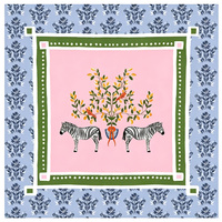 Alas Mahjong Amerika Unik Model Mix & Match, Motif Leopard Ungu di Tengah, Bingkai Geometris dengan Pinggiran Bunga Vintage, Alas Felt Anti Selip