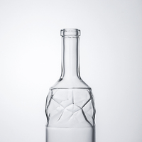 Bouteille en verre taillée en losange de 750 ml, bouteille cylindrique gaufrée pour whisky, vodka, gin