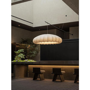 Lustre rond couleur crème 60cm 80cm 100cm à économie d'énergie E27 à six têtes pour la maison, le salon, l'hôtel, le restaurant - Product Image 1