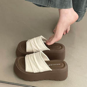 Sandalias de Plataforma Gruesa con Tira Ancha de PU, Plisadas y Fruncidas, de Guangzhou Professional FTS 1688 Agent One-Stop Sourcing, Disponibles 24/7 - Product Image 1