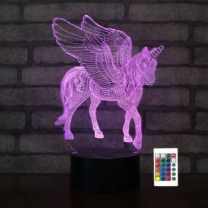 Unicorn với Wing Shape <span class=keywords><strong>3D</strong></span> LED ánh sáng ban đêm trẻ em Quà tặng đèn điều khiển từ xa LED ba chiều đèn ABS 3AA pin trường hợp quà tặng đèn - Product Image 5
