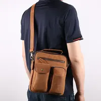 Bolsa de ombro masculina de couro genuíno, bolsa modelo carteiro personalizada