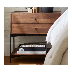 <span class=keywords><strong>2021</strong></span> nouveauté petite table de chevet en bois moderne chêne noyer couleur table de nuit avec 2 tiroirs - Product Image 6