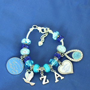 Zeta Phi Beta 1920 Dove ZOB Sorority European Style Beaded <strong>Charm</strong> <strong>Bracelet</strong> w Extend Closure and Lamp Work Glass <strong>Beads</strong> <strong>Bracelets</strong> - Product Image 5