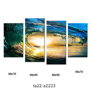 Peinture sur toile murale personnalisée en 4 panneaux, directement de l'usine, avec <span class=keywords><strong>cadre</strong></span>, représentant un paysage - Product Image 2