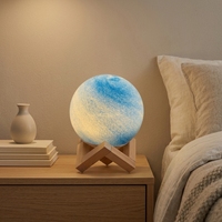 Lampe de table Nordic Planet en verre, lampe de chevet, lampe d'ambiance pour le sommeil, décoration de bureau, cadeau pour la chambre à coucher