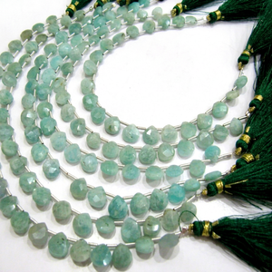 Collier de perles d'Amazonite naturelle en forme de cœur, facettées, taille 8 mm, longueur 8 pouces - Product Image 3