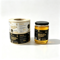 Étiquette personnalisée en vinyle adhésif de qualité alimentaire pour pot de miel de Manuka, imprimée en feuille d'or, étiquette d'emballage imperméable