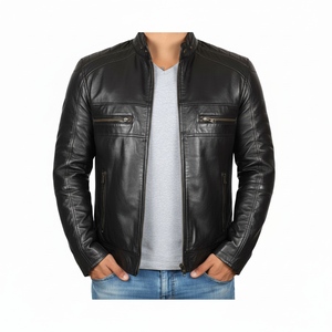 Vestes en cuir véritable pour hommes, noir de jais brillant, tailles personnalisées disponibles - Product Image 1