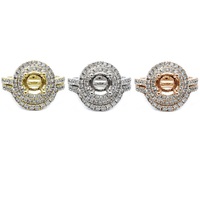 Klassischer 18K Weißgold Natürlicher Diamant Runder Mittelstein Halb-Montierter Brautschmuck-Set Micro Pave Damen Maßgefertigter Hochzeits-Verlobungsring