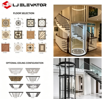 Ascenseur domestique cylindrique en verre pour 2 à 4 passagers, gain de place, ascenseur panoramique rond pour villa, adapté aux escaliers en spirale centraux courbés
