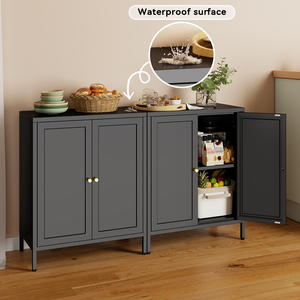 <span class=keywords><strong>Buffet</strong></span> de style <span class=keywords><strong>scandinave</strong></span> avec pieds surélevés, gris, 2 portes, <span class=keywords><strong>noir</strong></span>, design fin, rangement, armoire latérale pour petit espace - Product Image 6