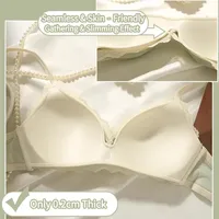 Set Bra Tanpa Kawat Berenda untuk Wanita, Push Up untuk Payudara Kecil, Minimizer untuk Payudara Besar, Tipis, Manis, Imut, Set Lingerie Pembentuk Tubuh