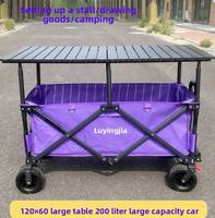 Chariot de vente pliable avec table, auvent relevable, abri mobile et imperméable pour événements et foires