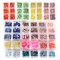 BOBOHOO Venta caliente 1200 piezas Color mezclado cristal AB diamantes de imitación brillante flatback 3D cristal 6 tamaños uñas decoración de diamantes de imitación