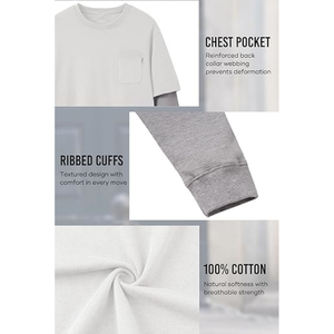 T-Shirt <span class=keywords><strong>con</strong></span> grafica pesante personalizzata t-Shirt <span class=keywords><strong>con</strong></span> tasca oversize da 300gsm t-Shirt a manica lunga a doppio strato di alta qualità - Product Image 6