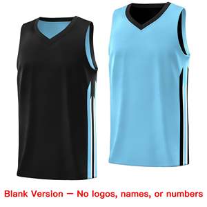 Camiseta de Baloncesto Personalizada de Doble Cara en Negro y Azul Claro para Entrenamiento - Product Image 2