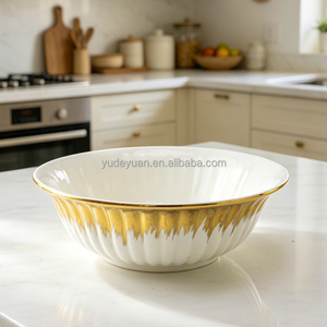 Ensemble de vaisselle en céramique YDY Factory avec bordure dorée et motifs en relief, comprenant pichet à jus, bol, assiette et tasse, idéal pour servir des jus algériens, coffret cadeau 9 ou 10 pièces - Product Image 2
