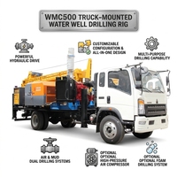 WMC500 Foreuse de puits montée sur camion à entraînement hydraulique, système double air et boue, personnalisable pour l'exploitation minière