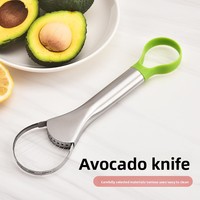 3-in-1 Handmatige RVS Avocado Snijder, Cutter, Pulp- en Pitverwijderaar, Dubbelzijdig Avocado Mes, Groentegereedschap, Vaatwasserbestendig