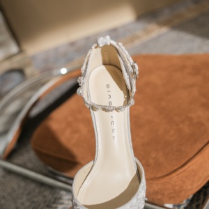 Elegant Sexy Evergreen Women's Wedding <b>Shoes</b> Ankle Strap Closed Toe Stiletto Heel Anti Slip Waterproof Genuine Leather Upper - Product Image 6