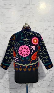 Latest Vintage Long Suzani velvet Jacket Women Elegant Casual Hand Embroidered Winter Coat Cozy <b>Cardigan</b> Dress Beach Free - Product Image 3