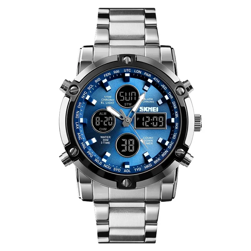 3 Silver Case Blue Dial