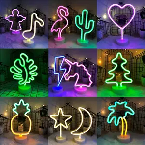 Kanlong benutzerdefinierter Schreibtisch 3 AA-Akku Weihnachten kreatives Kinderschenk Feiertag Dekoration Lampe Haus Zeichen LED Neon-Tisch Nachtlicht