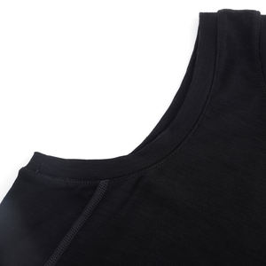 Camiseta sin mangas ajustada de lana merina para hombre, ropa de Fitness sin olor con logotipo personalizado para entrenamiento de gimnasio, tela teñida de hilo de 180GSM - Product Image 3