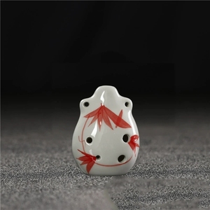 Ocarina chinoise en porcelaine blanche à 6 trous, style collier, instrument de musique folklorique, cadeau souvenir, vente en gros - Product Image 3