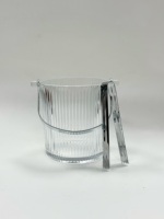 Seau à glace en verre cristal sans plomb, motif gaufré, avec pince à glaçons, pour la maison, les fêtes, les bars, et le refroidissement du vin - Vente en gros