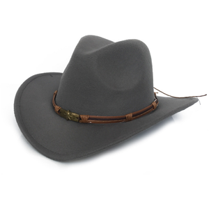 Automne et hiver Polyester feutre Jazz chapeau métal hommes Pirate ceinture <span class=keywords><strong>Cowboy</strong></span> roulé Western <span class=keywords><strong>Cowboy</strong></span> chapeau - Product Image 3