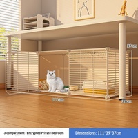 Cage à chat pliable multicouche en métal extra-large avec toit en bois de pin réglable, imperméable, moderne et élégante pour l'intérieur