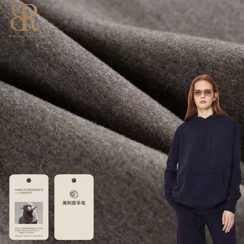 40s Merino Wool Cashmere Air Layer Knit Fabric Stretch Warm Air Cotton Material for Autumn Winter Sweatshirts