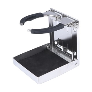 Nuovo Portabicchieri Pieghevole in Acciaio Inox 316 di Grado Marino, Lucidato a Specchio, per Accessori Interni di Cabine Nautiche - Product Image 2
