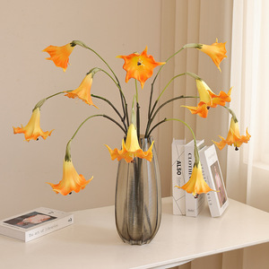 Nuevo <span class=keywords><strong>Mandara</strong></span> realista doble cabeza Datura colgante planta verde Artificial decoración de la boda al por mayor - Product Image 1