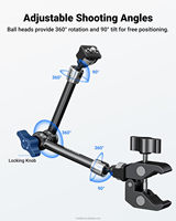 Neewer Bras articulé Magic Arm de 11 pouces avec super pince de fixation pour moniteur d'appareil photo, avec trous pour broches de localisation ARRI 1/4" et 3/8" pour appareil photo reflex numérique et caméra d'action