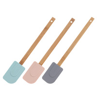 Spatule en silicone à manche en bambou, grande spatule à crème en bois, souple et incurvée, double face, pour moules de pâtisserie DIY, Yangjiang