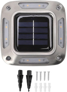 Lampe solaire au sol en acier inoxydable, 8 LED, blanc chaud, étanche, minimaliste, décoration de jardin extérieur, patio - Product Image 4