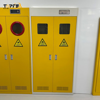 Armoire de sécurité industrielle à chaîne fixe interne en acier pour deux bouteilles de gaz inflammables avec alarme
