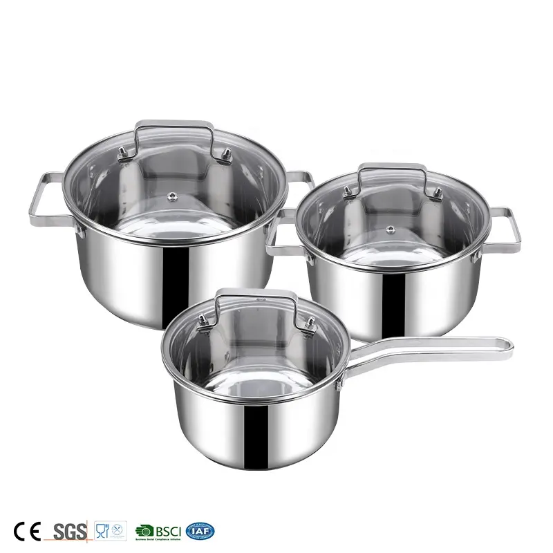 2022 Stainless Steel 6 pcs Cookingware Sets Casserole Kitchenware Ollas Cookware Sets Cooking Pot Set