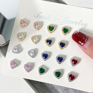 Orecchini alla Moda <span class=keywords><strong>Foxi</strong></span>, Vendita all'Ingrosso, Placcati in Oro 18k con Zirconia Cubica, Orecchini a Cuore da 8MM per Donne - Product Image 5