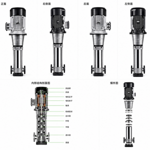 Pompe verticale multi-étages entièrement en acier inoxydable, résistante à la corrosion et à l'usure, à longue durée de vie, pour surpression d'eau - Product Image 2