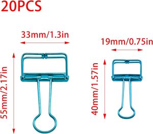 School Office 19mm 32mm 50mm Color Stainless Steel Wire Binder <b>Clip</b> Hollow Skeleton Fold Back <b>Clamp</b> with Long Tail - Product Image 5