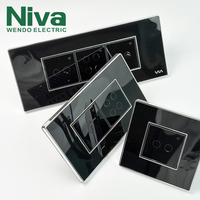 Interrupteur mural intelligent Niva avec panneau en verre, commande à distance Wi-Fi, interrupteurs électriques modulaires pour la maison intelligente, interrupteur et prise