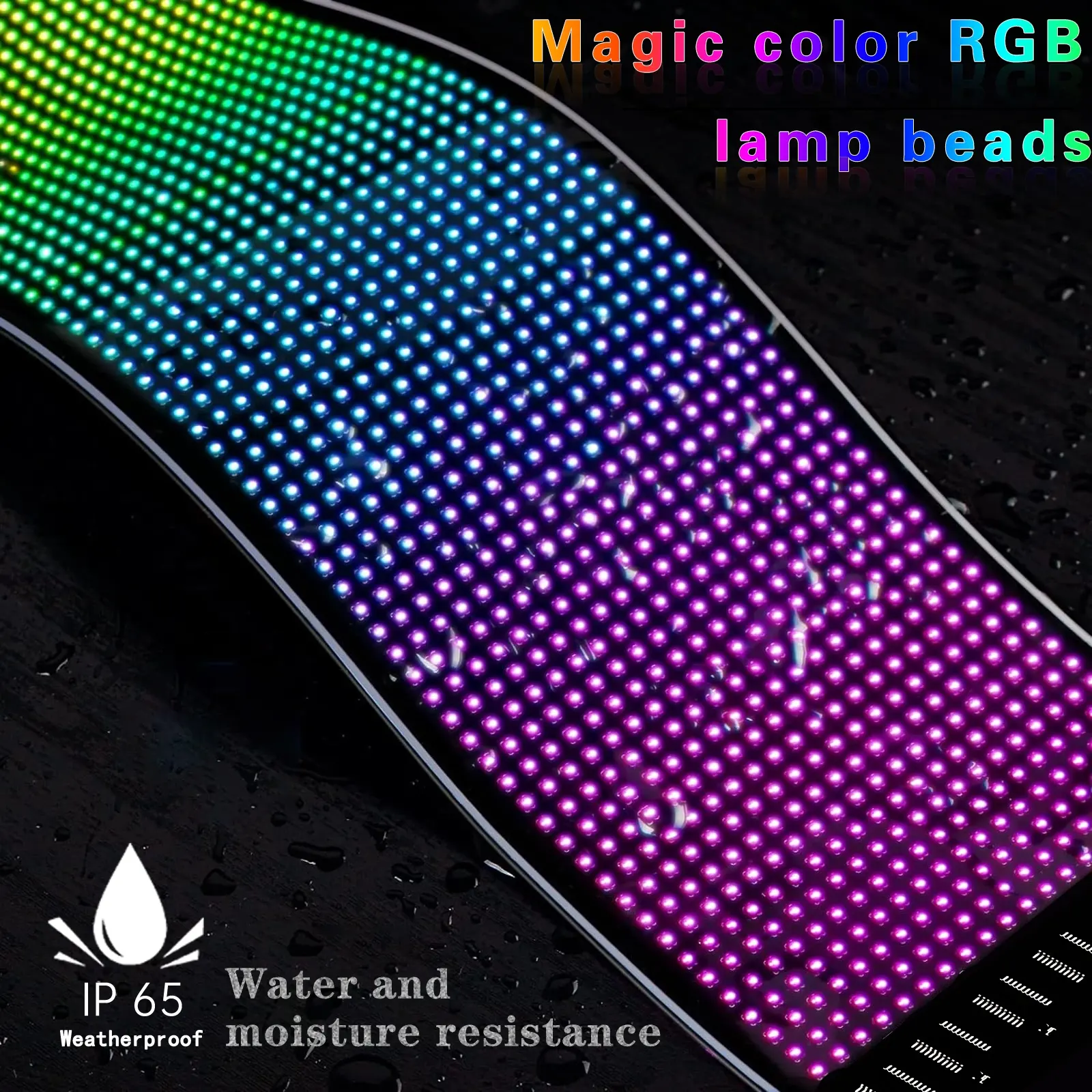 Pantalla LED flexible para publicidad de coche, aplicación Bluetooth, pantalla de visualización digital suave impermeable IP65 inteligente a todo color para coche