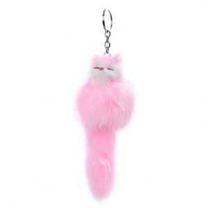 Porte-clés mousqueton en peluche Fluffy Fox, pompon doux, imprimé en relief, forme 3D, accessoires, pendentif pour sacs, cadeau pour filles - Product Image 4