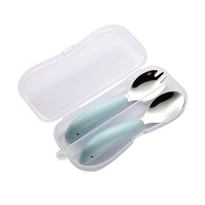 Ensemble de couverts pour bébé mignon, manche en forme de dauphin, cuillères et fourchettes en acier inoxydable pour enfants avec étui 1103009 - Product Image 6